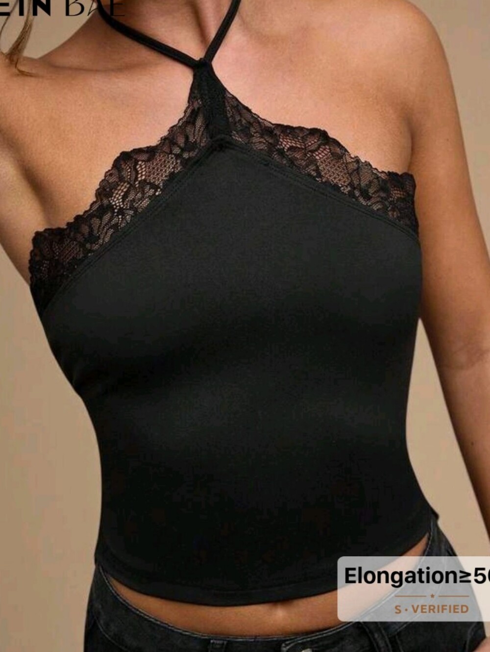 Lace Halter Black Women's Tank Top